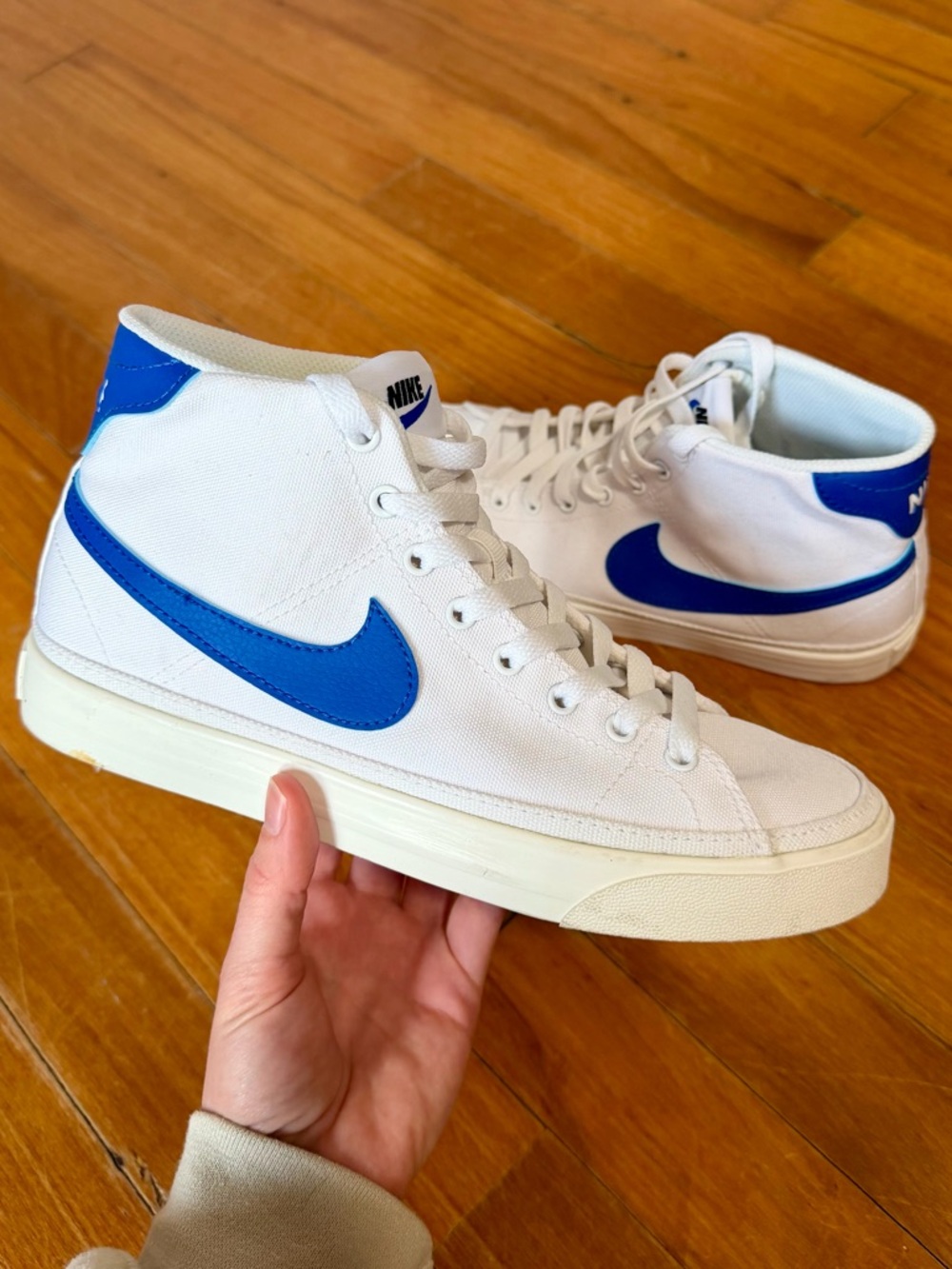 Women’s Nike Court Legacy Mid High-Top Sneaker | 8 | Royal Blue, White Canvas